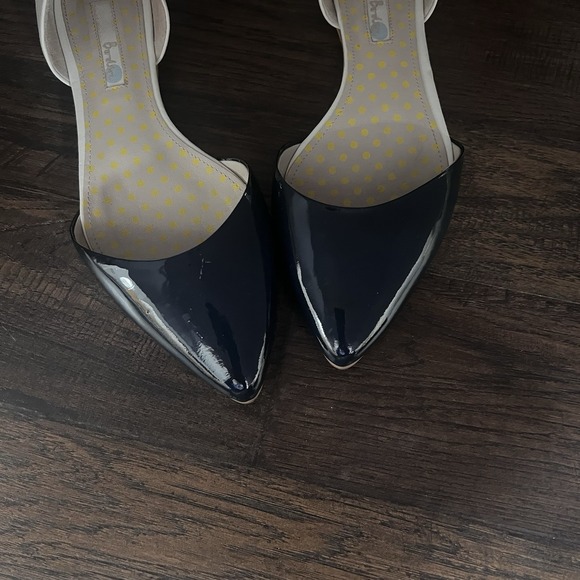 Boden Cleo D'orsay Flats 39.5 8.5 9 Blue Tan Patent Leather Shoes Classic Office - Picture 6 of 11